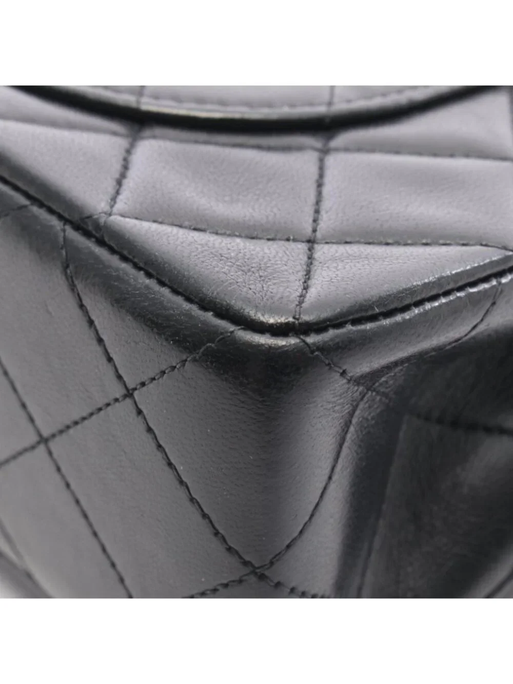 Chanel Shoulder Bag Quilted Double Flap Black Lambskin Chain